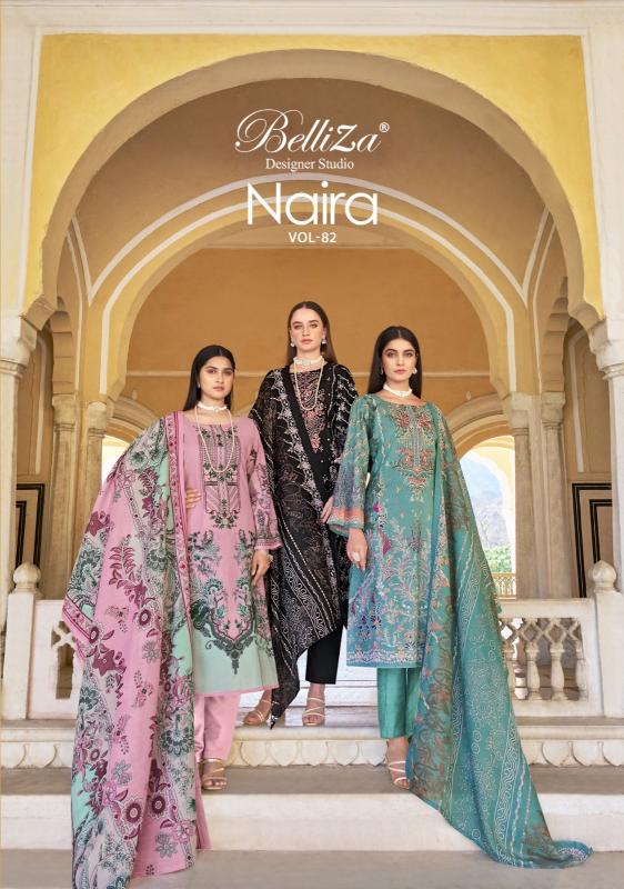 naira vol 82 belliza designer embroidery pakistani printed cotton fullstitch suits