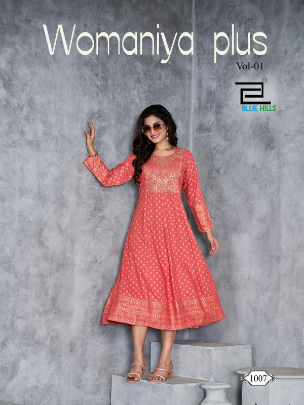womaniya plus 1 by blue hills rayon classic anarkali full stitch plus size kurtis 