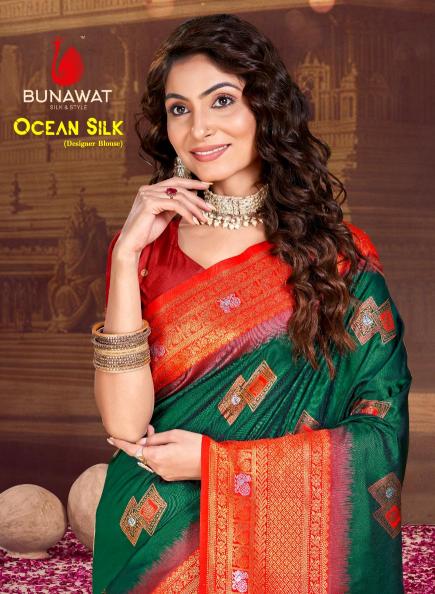 OCEAN SILK BY BUNAWAT WEDDING FESTIVAL WEAR SILK FABRIC SAREE COLLECTION