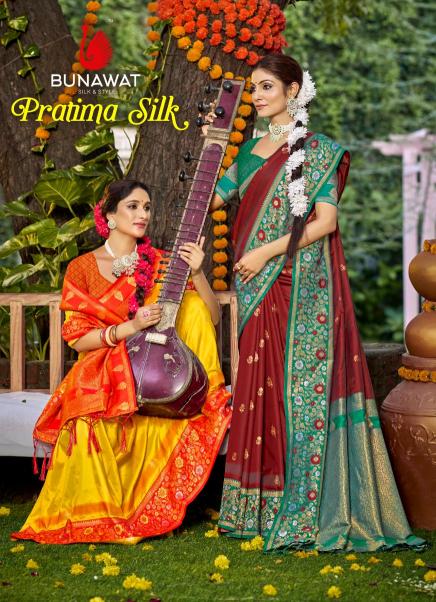 PRATIMA SILK BY BUNAWAT WEDDING FESTIVAL WEAR SILK FABRIC SAREE COLLECTION