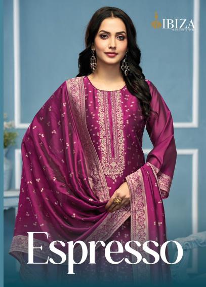 ibiza espresso banglory silk jacquard stylish look unstitch salwar suit