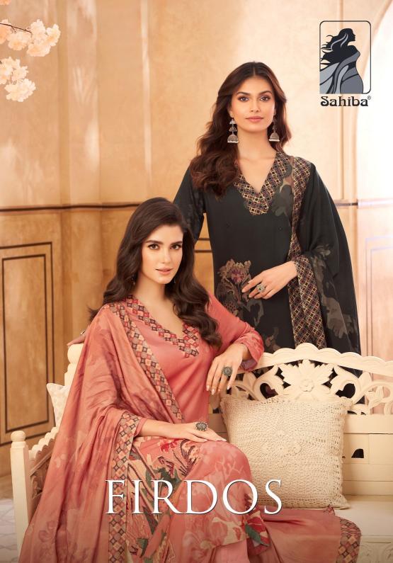 sahiba firdos attractive look muslin silk dress material 