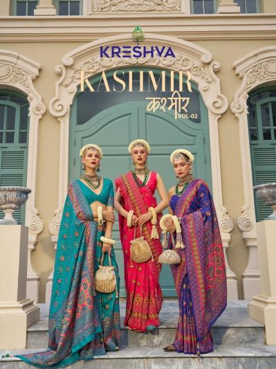 kreshva kashmir vol 2 banarasi silk party wear saree with blouse  