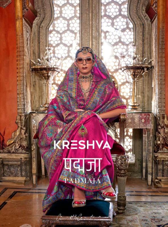 padmaja by kreshva party wear stylish print designer saree