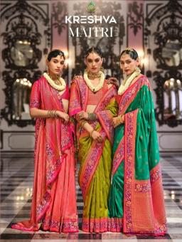 maitri by kreshva banarasi viscose beautiful ethnic saree wholesaler