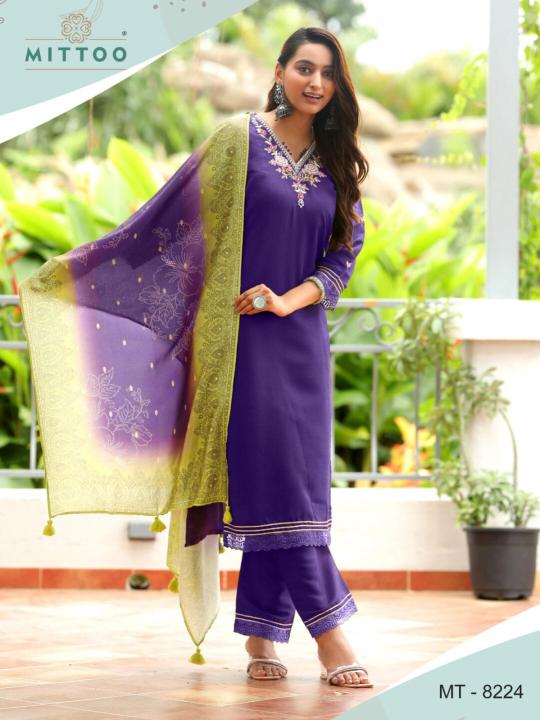 mittoo mt 8224 stylish look viscose silk combo ladies suits