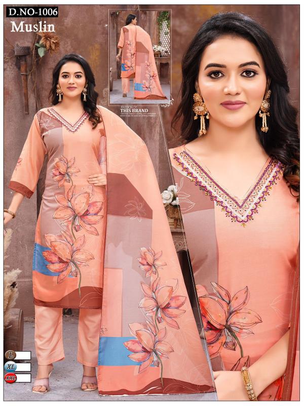 pr 1004 & 1006 fullstitch combo comfortable muslin trendy ladies suits