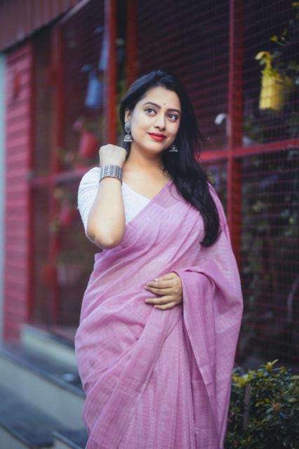 pr kc 194 silver linen fashionable soft linen saree online