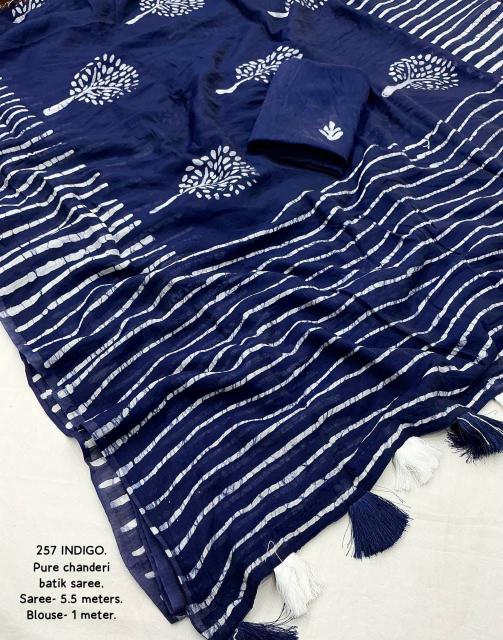 pr kc 257 mogra batik stylish print chanderi beautiful saree