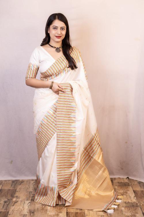 pr kc 259 zari woven multi colour soft silk unique saree