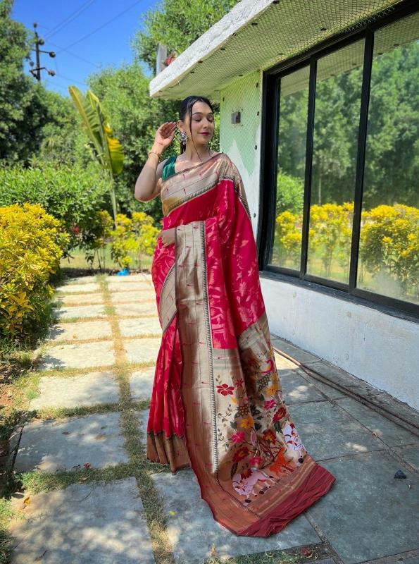 pr kc 3060 unique colours paithani silk saree with fancy blouse 