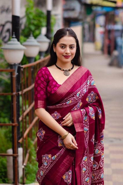 pr batik handloom vol 2 stylish print soft silk saree