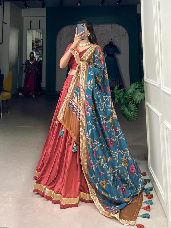 pr lnb1033 chinon silk classic stitch lehenga unstitch blouse with dupatta 