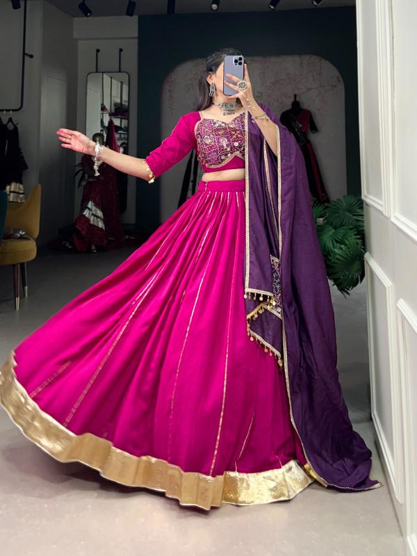 pr lnb1735 cotton half designer stitch lehenga unstitch blouse with dupatta 