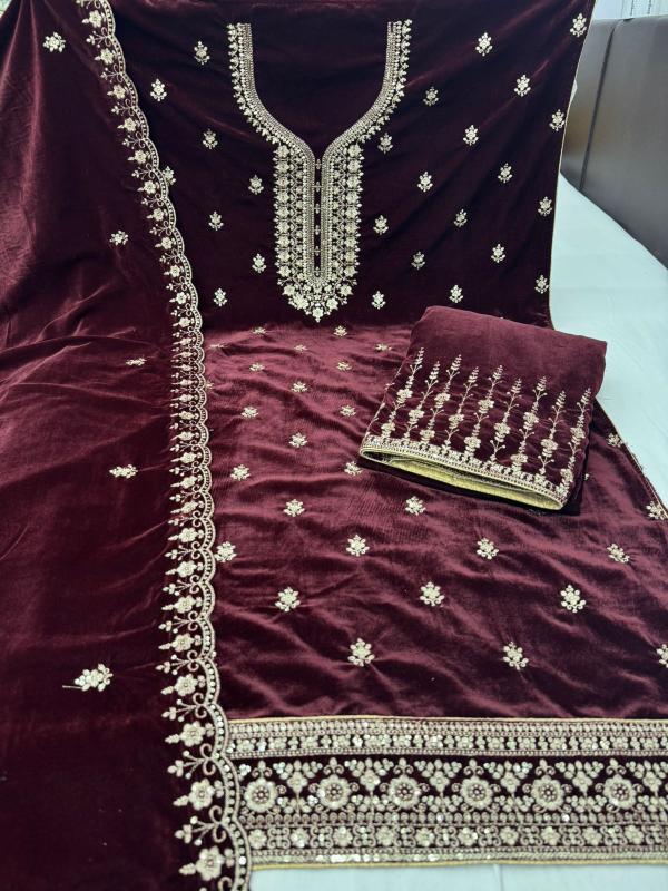 pr madam fashionable modern pakistani velvet dress material 