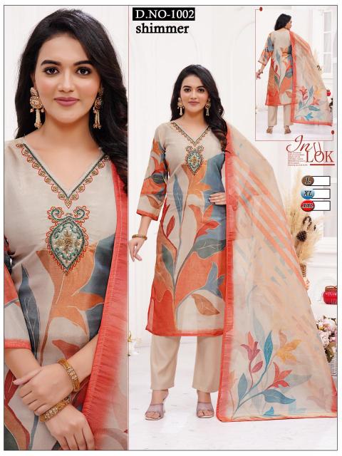 pr shimmer casual wear fully stitch combo set 3pcs dress