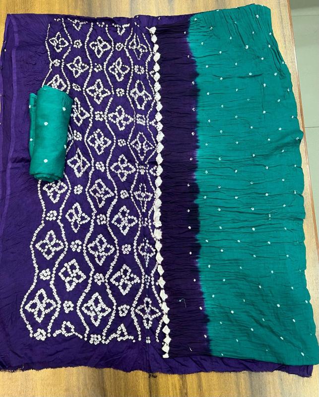 pr traditional bandhej unique colour satin dress material
