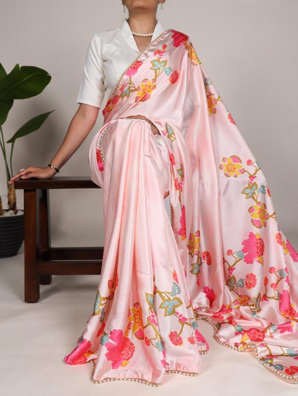 pr ynf7028 launch satin silk fancy saree with blouse 