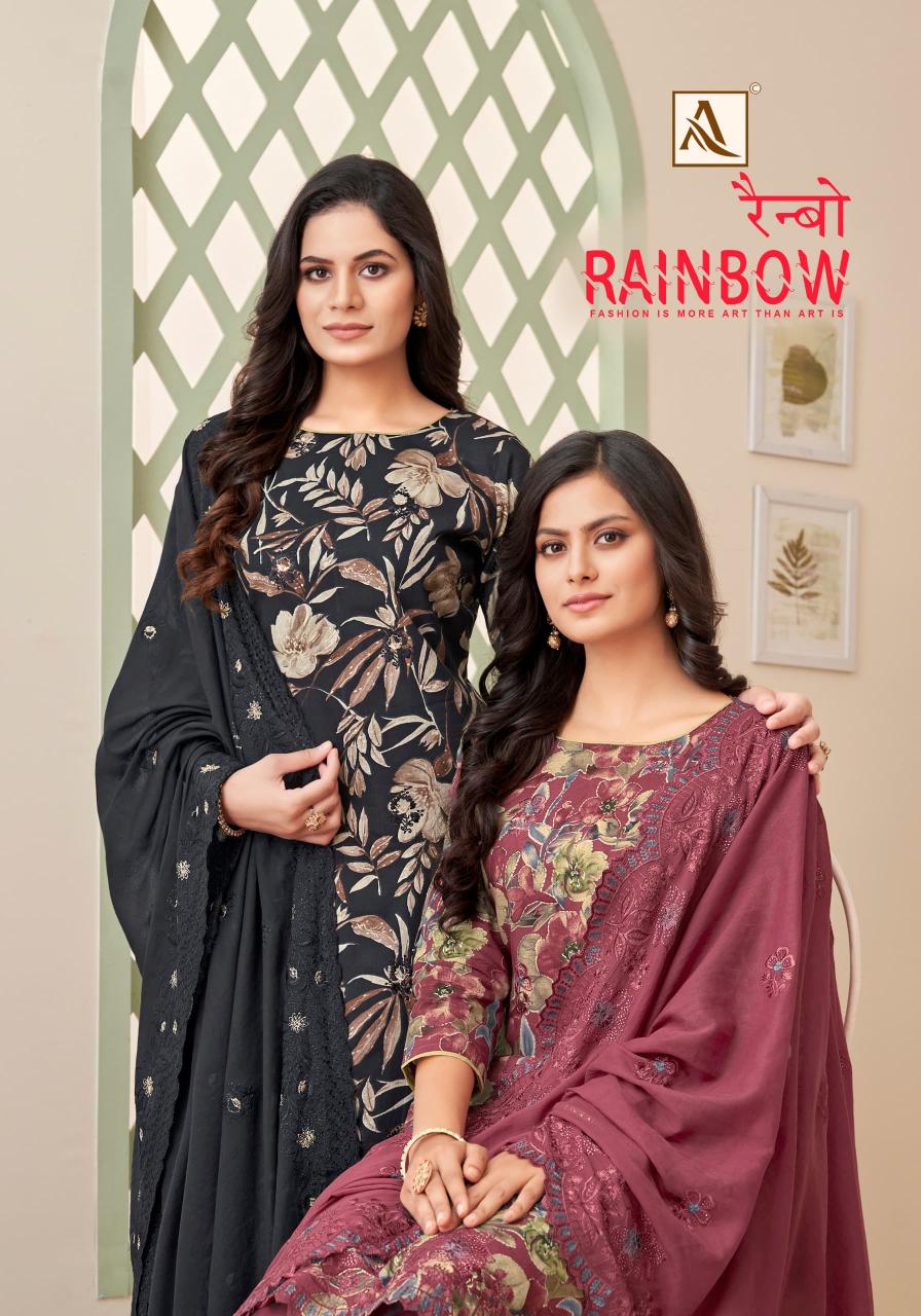 alok suits rainbow beautiful print cotton ladies suits