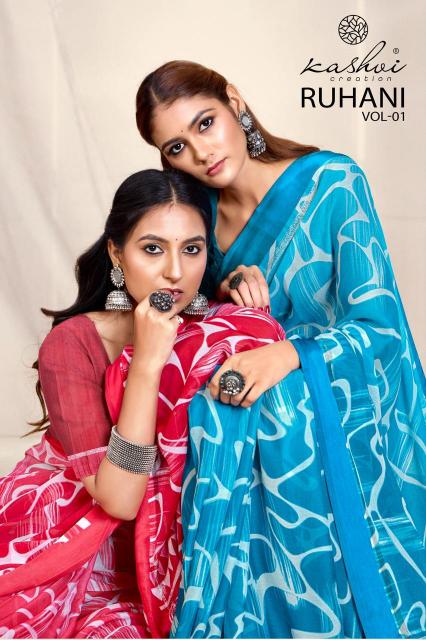 kashvi creation ruhani vol 1 unique style print dull moss saree