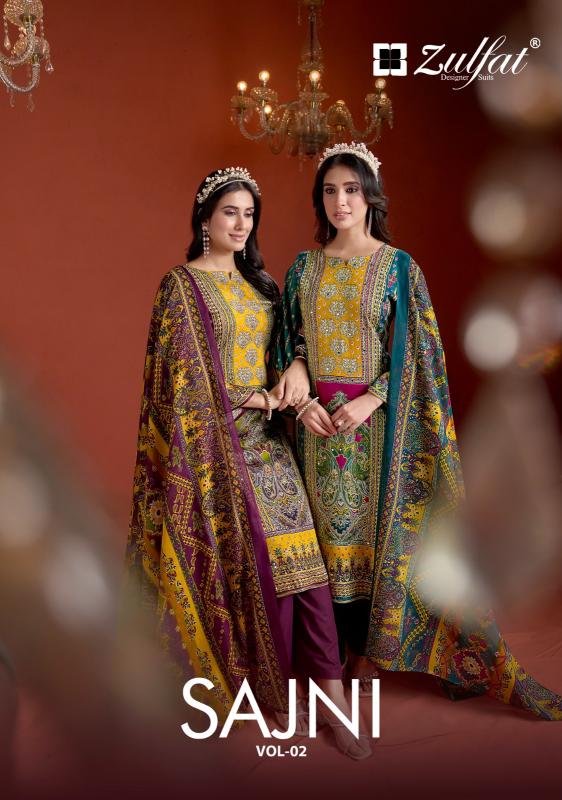 zulfat designer sajni vol 2 pakistani stylish print jam cotton suits
