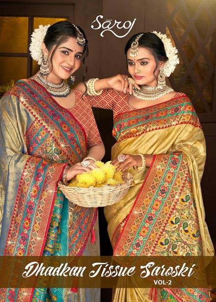 Dhadkan Tissue Swarovski Saroj vol.2 Tissue silk saree