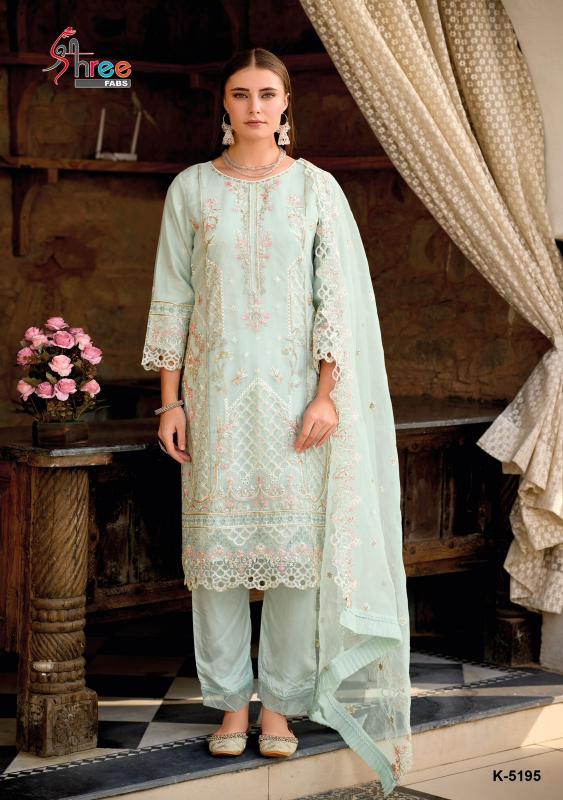 k 5295 by shree fabs organza pakistani embroidery suits