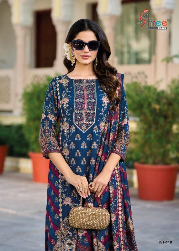 kt 118 by shree fabs pakistani printed muslin trendy 3pcs suits