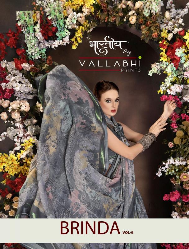 brinda vol 9 by vallabhi prints chiffon floral prints saree wholesaler 