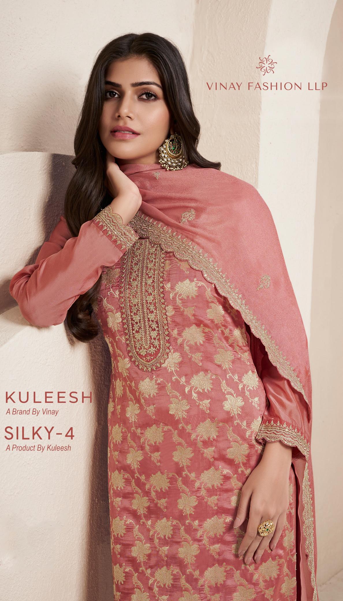 silky vol 4 by vinay kuleesh jacquard lotus silk ladies salwar kameez 