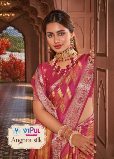 angora silk by vipul fashion 87201-87208 occasion wear saree with blouse 