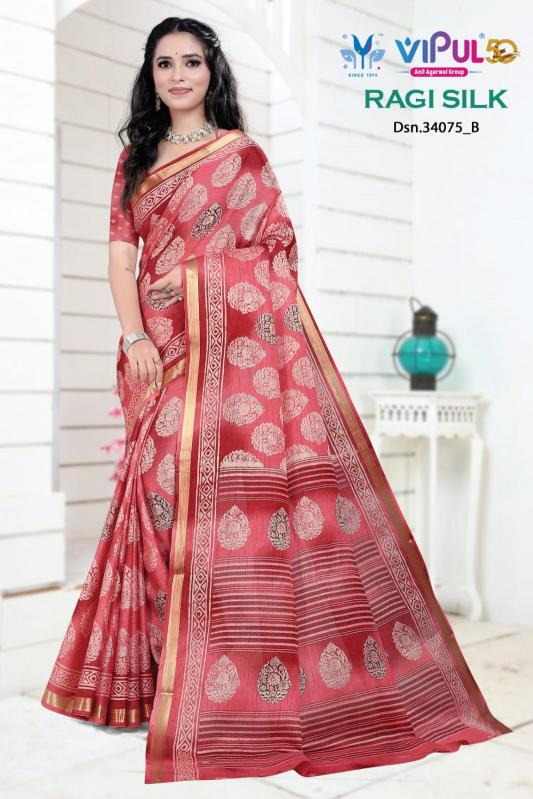 ragi silk by vipul 34075 series attractive look saree online 