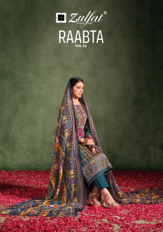 raabta vol 2 by zulfat designer present best type of jam cotton dress material 