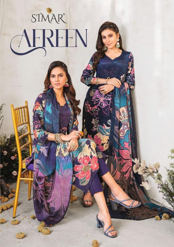 glossy afreen natural crape new 3pcs dress material design 2025