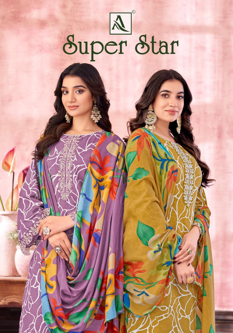 super star by alok cambric modern pakistani dress material online supplier 