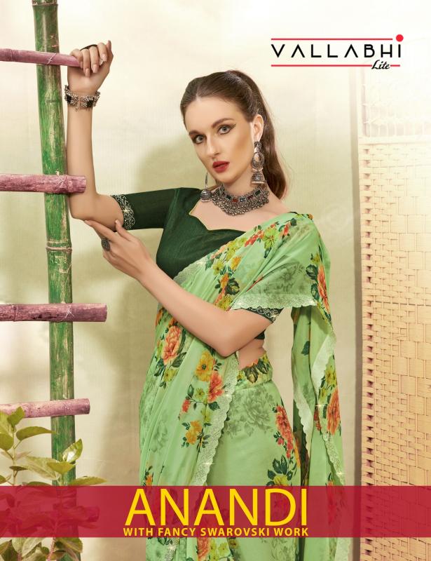 vallabhi print anandi hit design georgette saree with fancy blouse 