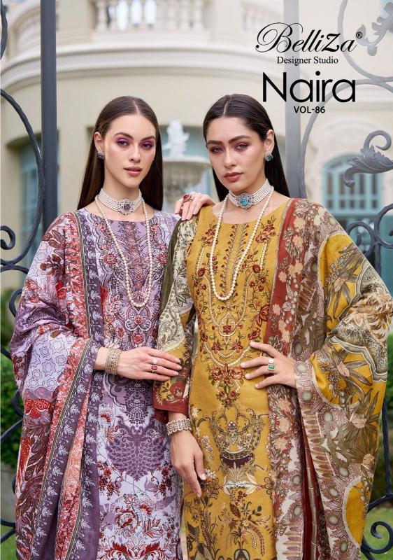 naira vol 86 by belliza designer cotton comfortable pakistani unstitch suits 