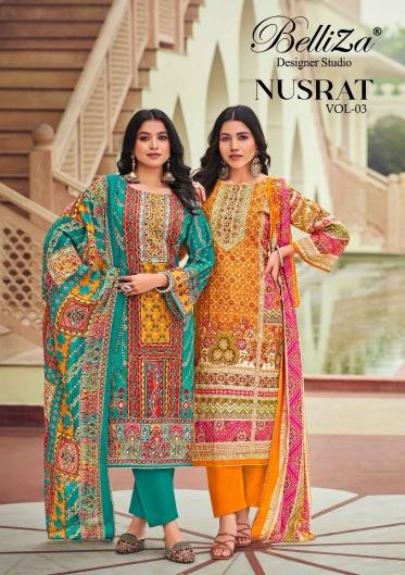 nusrat vol 3 by belliza designer hit design modal viscose muslin pakistani suits 