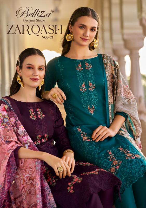 zarqash vol 2 by belliza designer new design jam print dress material 