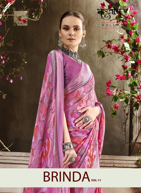 vallabhi prints brinda vol 11 chiffon popular design sarees wholesaler 