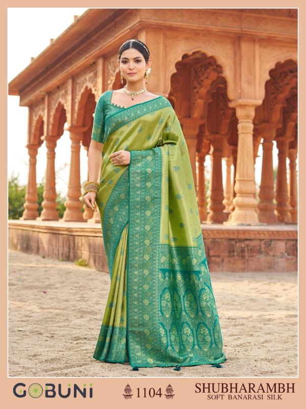 shubharambh gobuni 1101-1106 banarasi silk pretty look saree wholesaler 