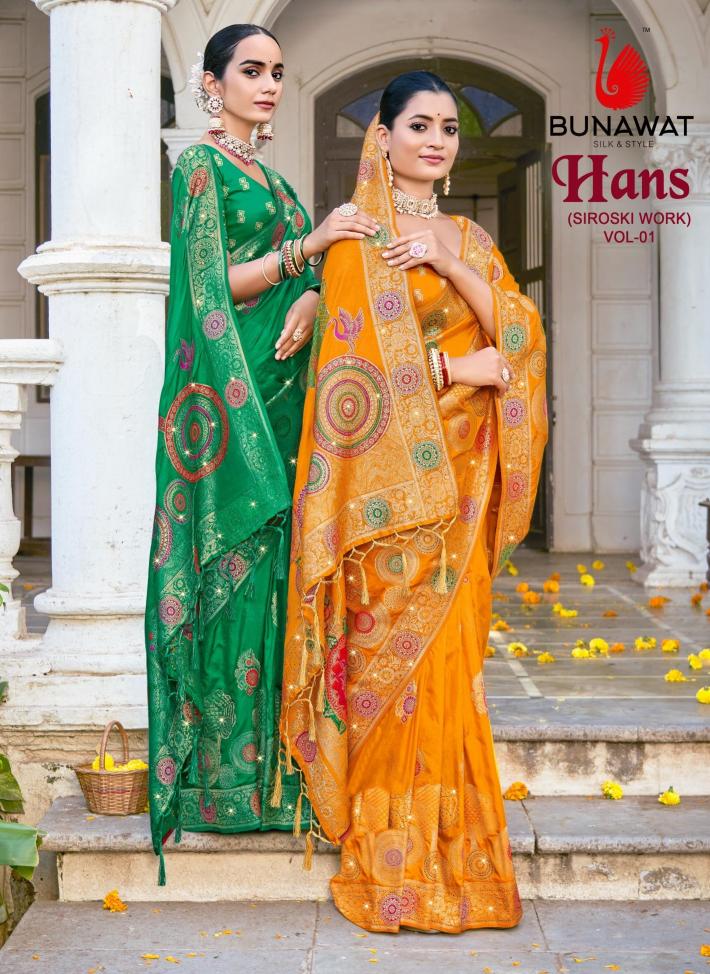 Hans Vol-1 By Bunawat Latest Designer Swarovski Work Silk Sarees Collection