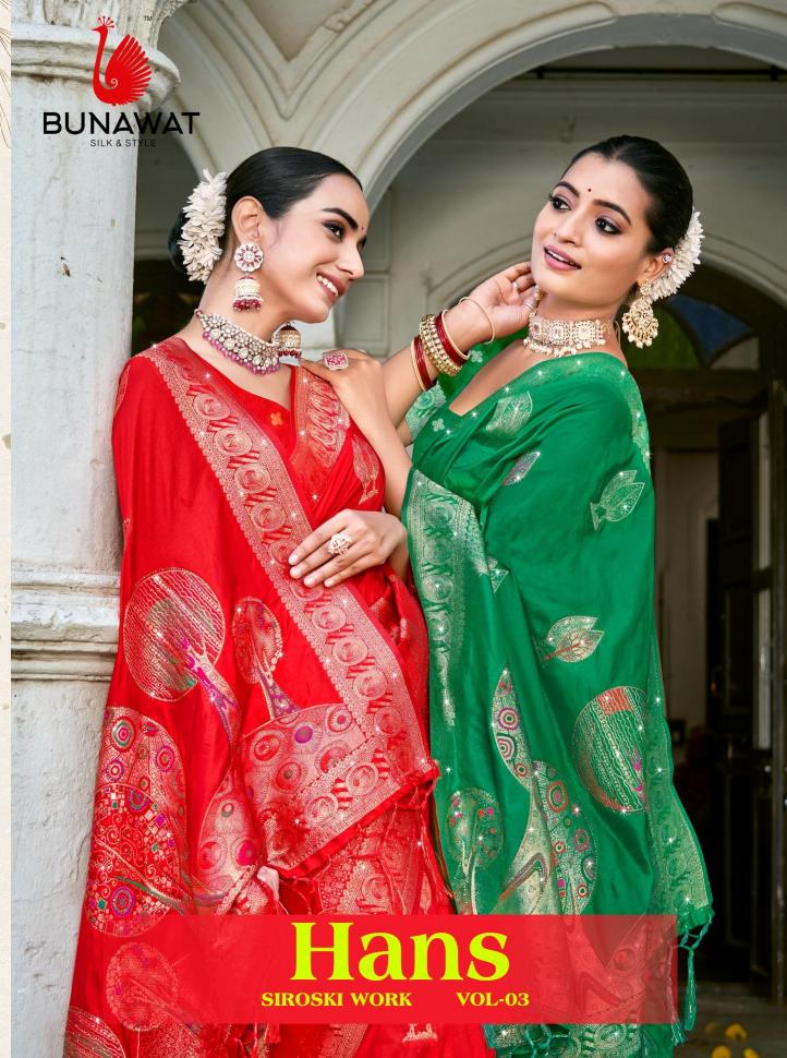 Hans Vol-3 By Bunawat Swarovski Work Heavy Silk Wedding Sarees Collection