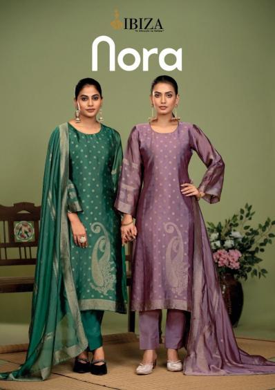 nora by ibiza unique colours banglory silk jacquard dress material online 