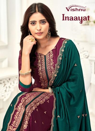 vishnu inaayat vol 1 vichitra silk unique full stitch salwar suit supplier 