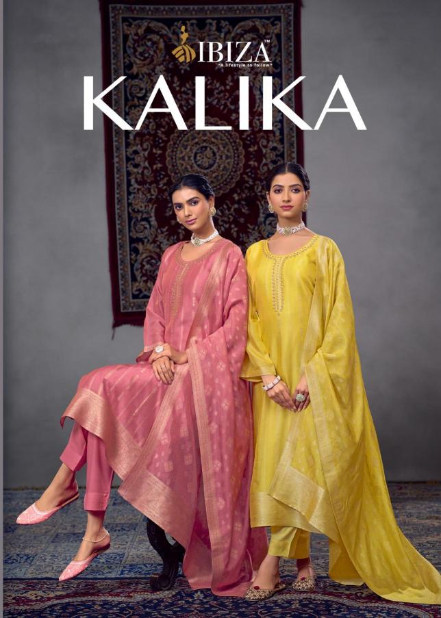 ibiza launch kalika unique colours kosa silk jacquard dress material online 