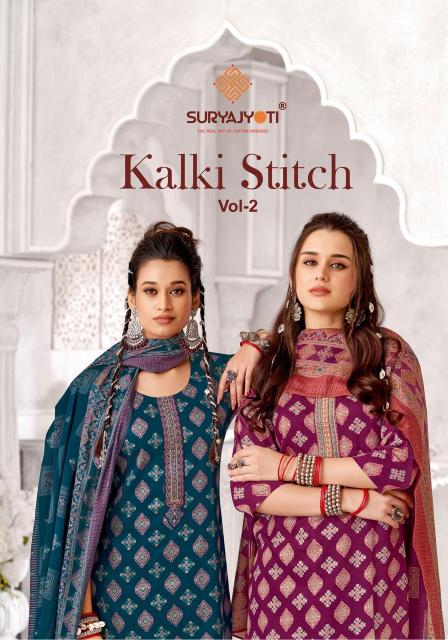 suryajyoti kalki stitch vol 2 jam satin full stitch casual 3pcs dress exports  