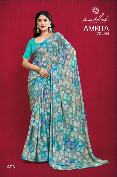 amrita vol 4 by kashvi creation hit design dull moss saree with blouse 