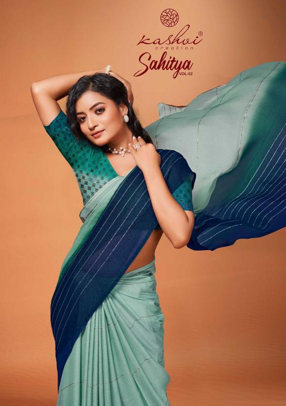 sahitya vol 2 by kashvi creation dull moss regular wear fancy saree online 