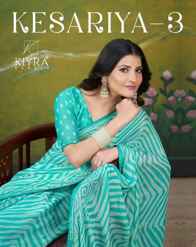 kiyra presents kesariya vol 3 dull moss hit design saree with fancy blouse 